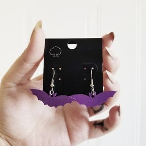 Purple bat earrings